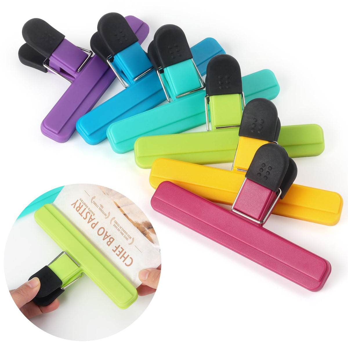 Tamaki 6 Pack Chip Clips, Food Clips, 3 x 2.5 Inch, Assorted Color