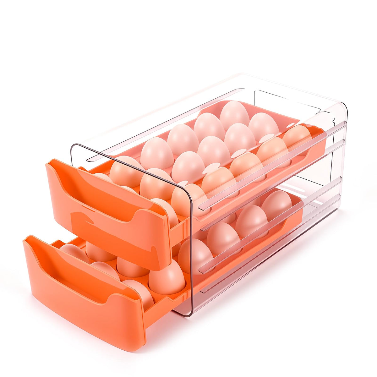 Egg-Holder for Fridge, Fits Small to Large Eggs, White
