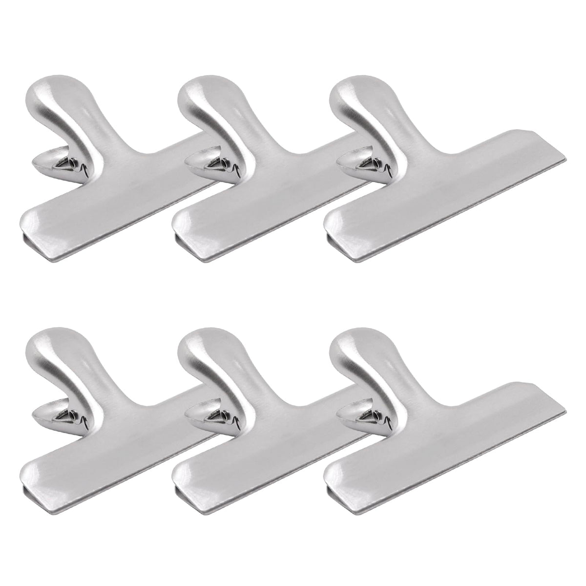 4 Pack Gold Chip Clips, 3 Inch Wide Stainless Steel Bag Clips for Food, Strong Grip Snack Bag Food Clip, Air Tight Seal Chip Clip File Clamp for Kitchen Office Home Supplies (Gold)