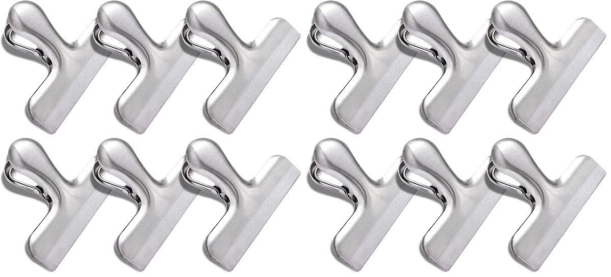 6 Pack Bag Clips, Stainless Steel Chip, Chip Clips Food Clip, Heavy Duty Air Tight Seal Kitchen Clip Snack Food Bag Clamp