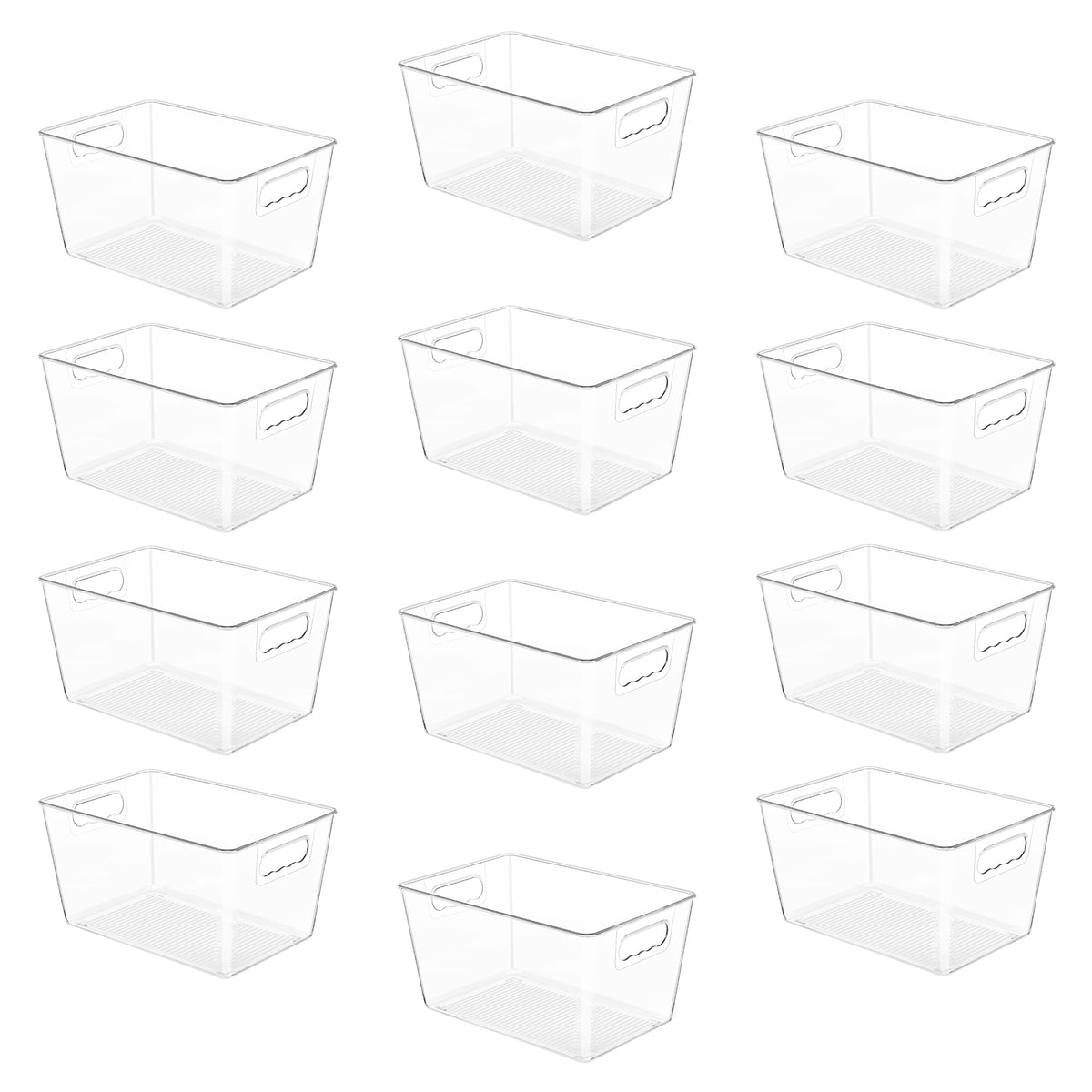 YIHONG Clear Pantry Storage Organizer Bins, 10 Pack Plastic Food Storage Bins with Handle for Kitchen,Refrigerator, Freezer,Cabinet Organization and Storage