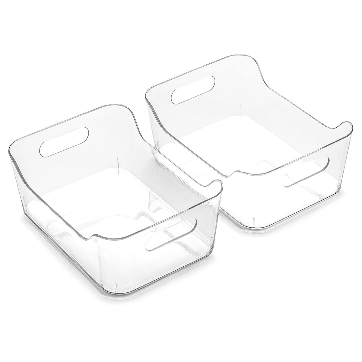BINO | Plastic Storage Bins, Small - 2 Pack, Clear | THE SOHO COLLECTION | Pantry Organizers and Storage Containers Fridge Organizer Bins Kitchen Cabinet Organizer Medicine Cabinet Bin