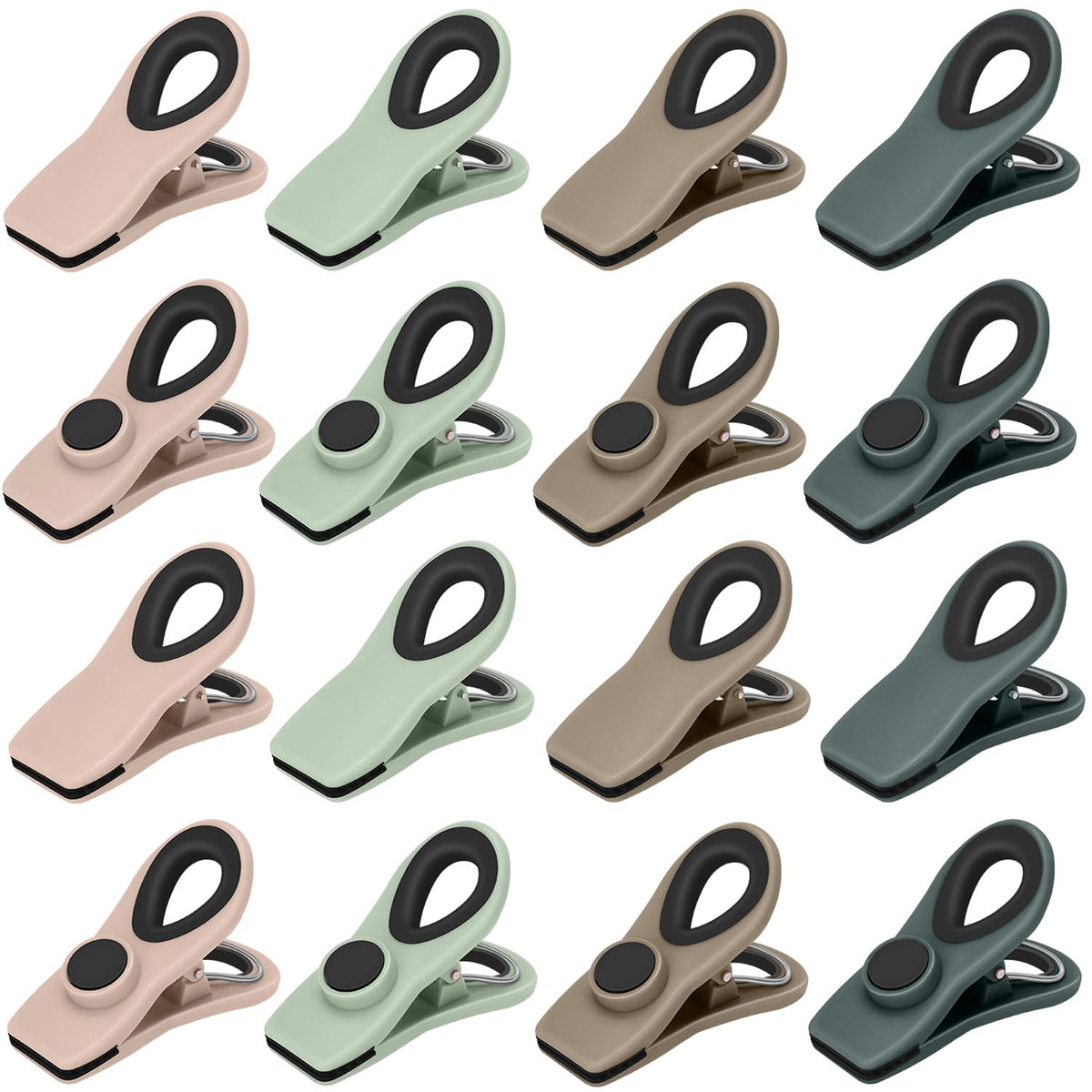 TACGEA Chip Clips, Magnetic Bag Clips Food Storage, 16 Pack, Neutral Color