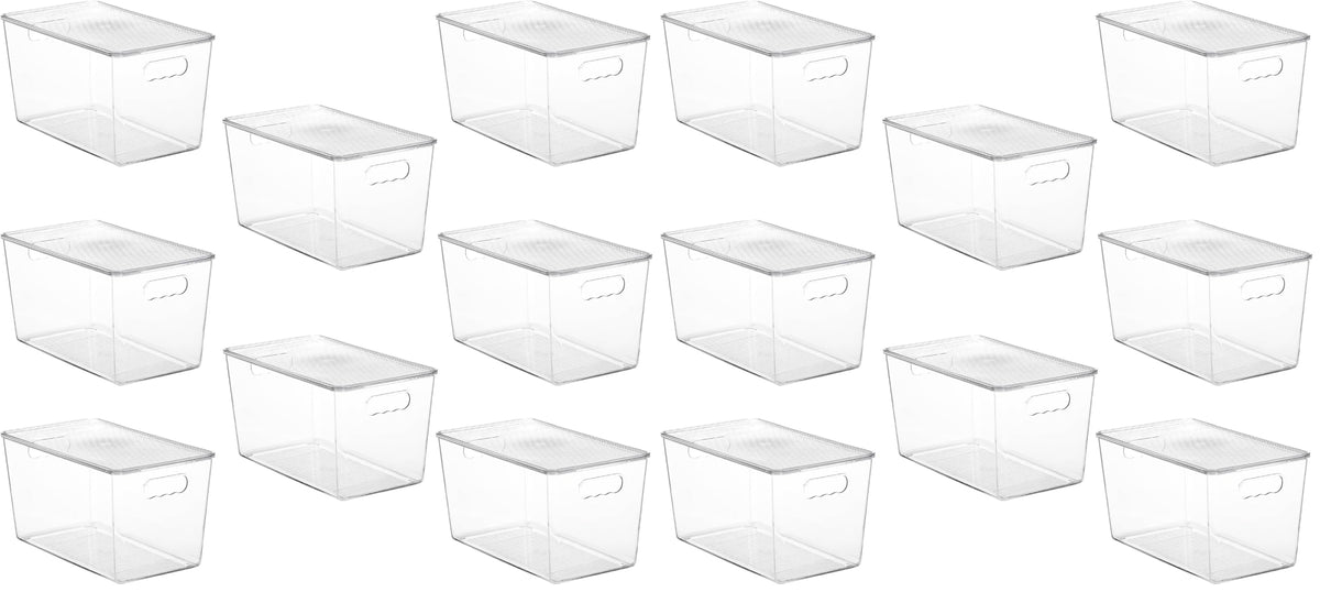 Vtopmart 4 Pack Clear Stackable Storage Bins with Lids and Handles, Large