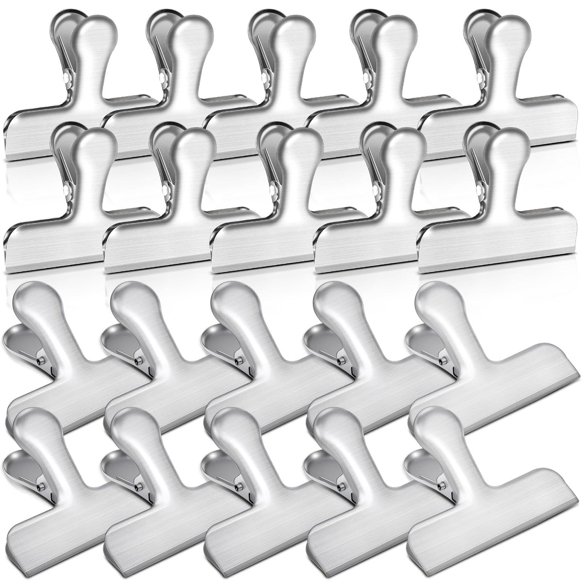 Bag Clips, 10 Pack Stainless Steel Chip Clips for Food, Food Clips Heavy Duty Clamp Clips Kitchen Clips Snack Clips for Office Kitchen Home, Gold