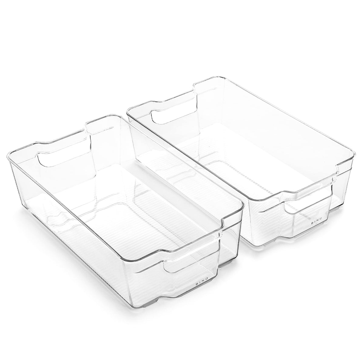 BINO | Stackable Storage Bins, Small - 2 Pack | THE STACKER COLLECTION | Clear Plastic | Built-In Handles | BPA-Free | Containers for Organizing Kitchen Pantry | Multi-Use Organizer
