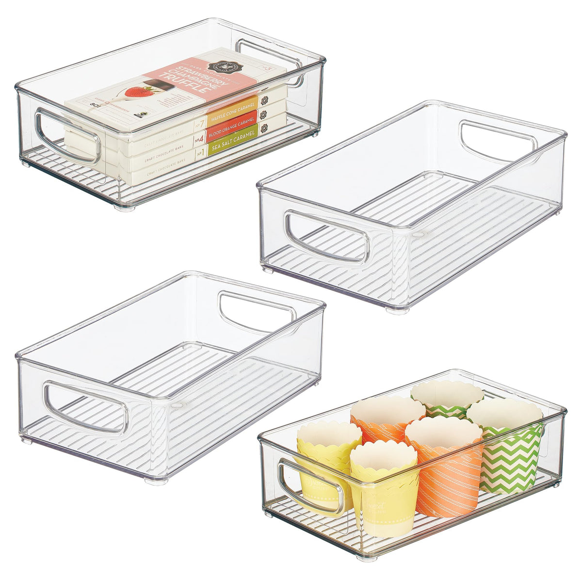 iDesign Stackable Pantry Bin with Handles, Set of 2, Clear
