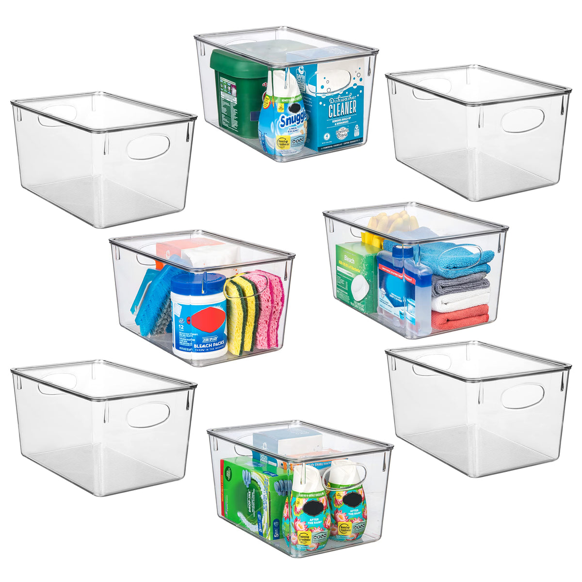 CLEARSPACE Plastic Storage Bins With lids – Perfect Kitchen Fridge Organizer, Pantry Organization, Cabinet Organizers (4 Pack)