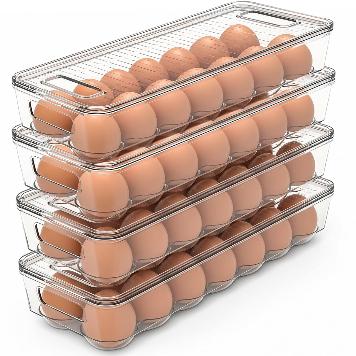 Utopia Home Egg Holder for Fridge, Stackable Egg Container, 2 Pack, Clear