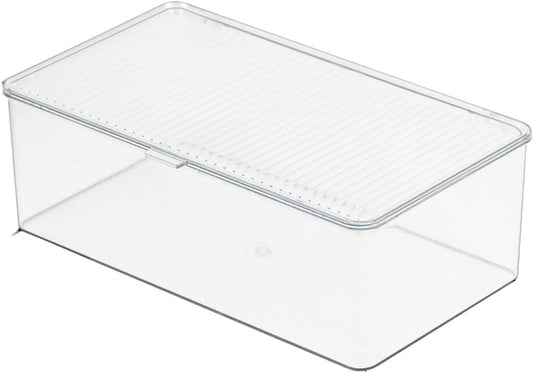 ZEXALOR Clear Plastic Storage Bin with Lid, Makeuo Holder, Fridge Organizer, Refrigerator Organizers and Storage, Small Container for Pantry, Office, Dresser, Bathroom, Kitchen, Snack