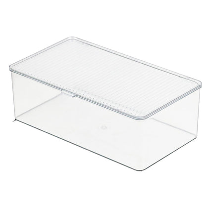 ZEXALOR Clear Plastic Storage Bin with Lid, Makeuo Holder, Fridge Organizer, Refrigerator Organizers and Storage, Small Container for Pantry, Office, Dresser, Bathroom, Kitchen, Snack