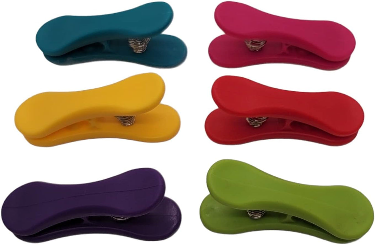 Handy Housewares 6-Piece Colorful Snack Bag Clips Set - Multi-Purpose for Chips, Craft Bags, and More
