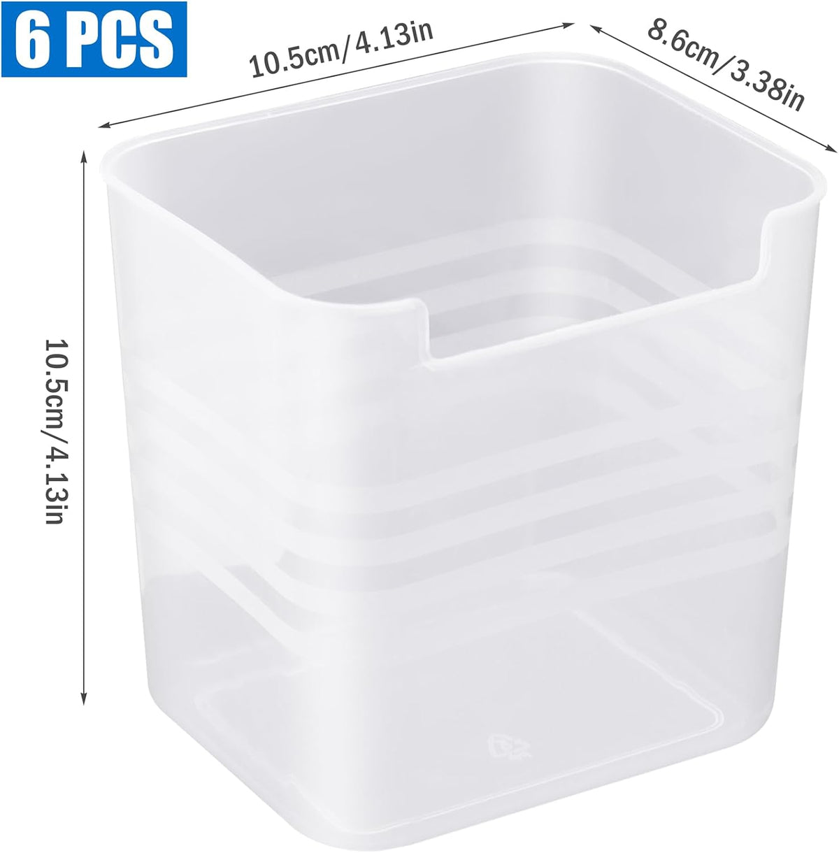 6 PCS Fridge Organizer Bins, Refrigerator Side Door Storage Box, Plastic Clear Storage Container for Fridge Cupboard Pantry Snacks Tins Kitchen