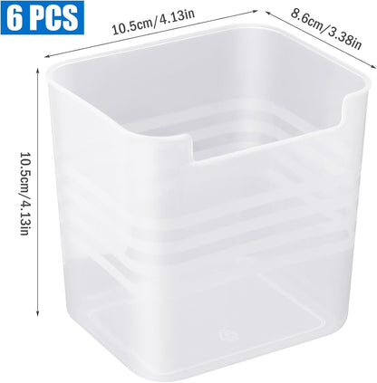 6 PCS Fridge Organizer Bins, Refrigerator Side Door Storage Box, Plastic Clear Storage Container for Fridge Cupboard Pantry Snacks Tins Kitchen