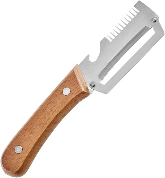 3-in-1 Vegetable Peeler/Julienne Cutter/Bottle Opener - Wooden Handle（V1）
