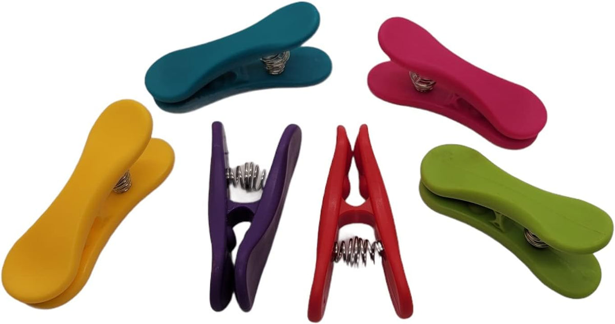Handy Housewares 6-Piece Colorful Snack Bag Clips Set - Multi-Purpose for Chips, Craft Bags, and More