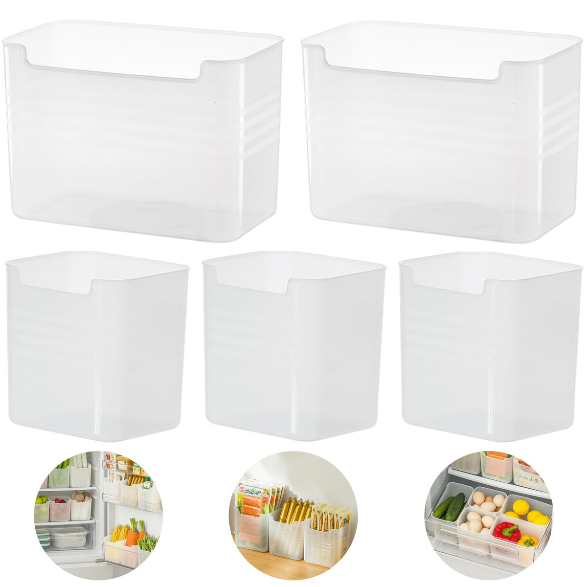3 Pack Refrigerator Organizer Box with Lid, Plastic Refrigerator Side Door Storage Containers, Space-Saving Organizer Bins for Refrige, Refrige Drawers for Fruit and Vegetable (Clear, S×3)