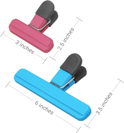 9 Pack Large Chip Bag Clip Food Bag Clips Plastic Heavy Seal Grip, 3 Color