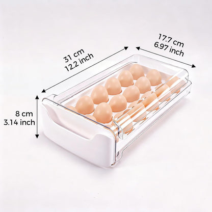 Egg-Holder for Fridge, Fits Small to Large Eggs, White