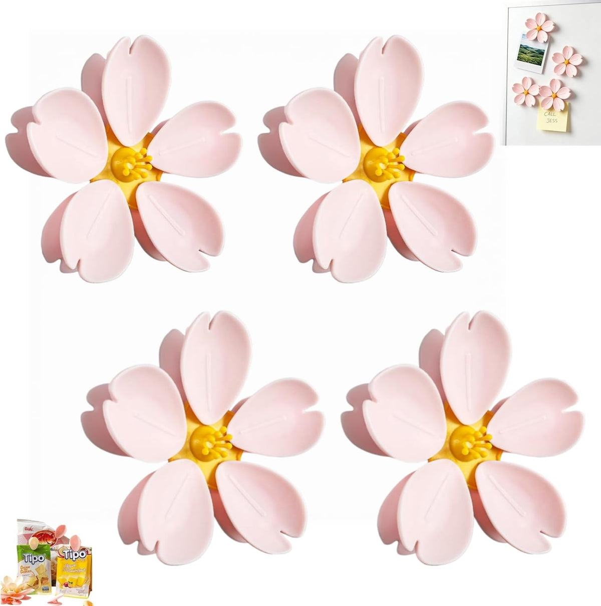 Sunflower-Shaped Magnetic Chip Clips, Petal Style Bag Clips