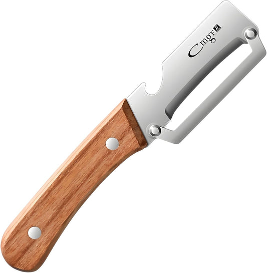 Vegetable Peeler Wooden Handle Sharp Steel Blade with Bottle Opener