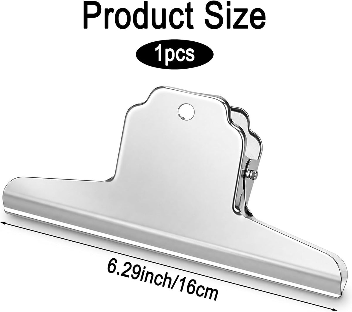 Heavy Duty Bag Clip for Food Storage 6.3 Inch Large Stainless Steel Chip