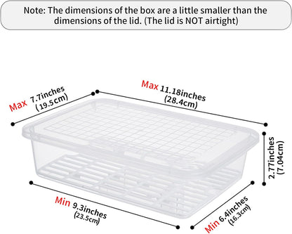 77L Fruit Storage Containers for Fridge, Rectangle Plastic Food Storage Containers with Lids, 3-Pack Deli Meat Container with Removable Drain Plate, Stackable Produce Keeper in Seafood & Berries