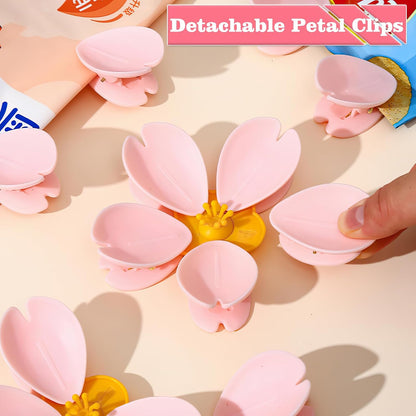 4 Pack Cherry Chip Clips Magnetic, Strong Cute Fridge Magnets Clips, Sealing Pink Chip Clips for Snack Bag Storage
