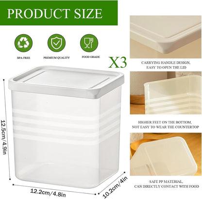 3 Pack Refrigerator Organizer Box with Lid, Plastic Refrigerator Side Door Storage Containers, Space-Saving Organizer Bins for Refrige, Refrige Drawers for Fruit and Vegetable (Clear, S×3)