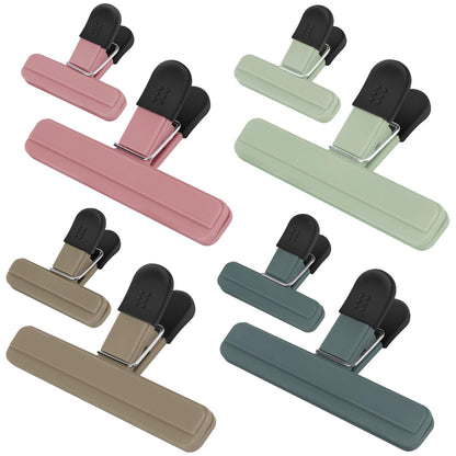 TACGEA Chip Clips, 8 Pack Food Clips, Upgrade Wide Open Bag Clips for Food Storage with Air Tight Seal Grip (4 x L, 4 x S)