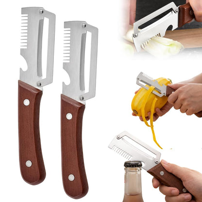 Premium Vegetable Peeler with Wooden Handle and Bottle Opener, 2026 Upgrade Multifunctional Vegetable Peeler for Kitchen, Multi-Functional Kitchen Gadgets Tool for Fruit Vegetables Potato (1)