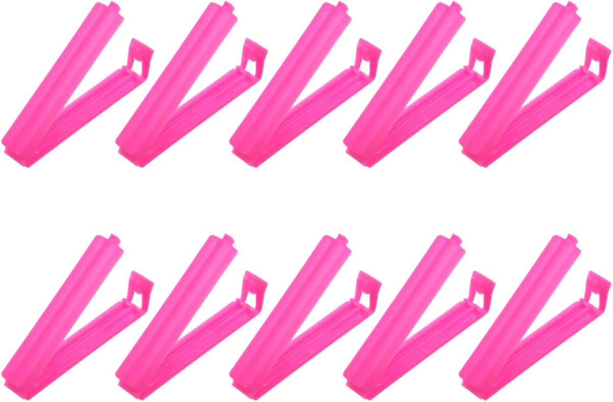 PATIKIL Sealing Clips 3.5 Inch, 10 Pack Reusable Plastic Bag Clamp Sealer for Home Kitchen Food Storage, Pink