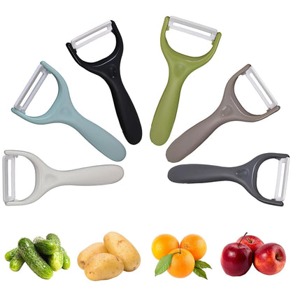 Trez Treamer 6-Pack Vegetable Peelers for Kitchen，Y Ceramic Peeler Safe Potato Peeler Set for Apple Veggie Carrot Fruit Zucchini Cucumber Peelers Bulk with Non-Slip Handle (Y)
