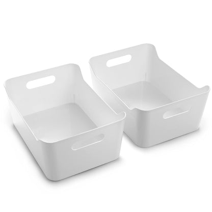 BINO | Plastic Storage Bins, Large - 2 Pack, Clear | THE SOHO COLLECTION | Pantry Organizers and Storage Containers | Fridge Organizer Bins | Kitchen Cabinet Organizer | Medicine Cabinet Bin