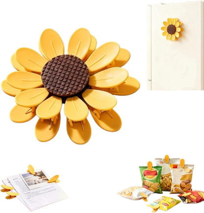 Sunflower-Shaped Magnetic Chip Clips, Petal Style Bag Clips