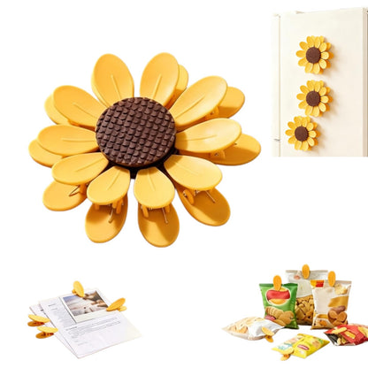 Sunflower-Shaped Magnetic Chip Clips, Petal Style Bag Clips