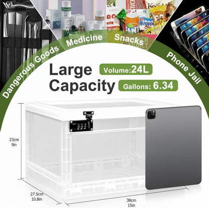 Large Medicine Lock Box, Personal Items Lockable Container for Phone/Tablet, Refrigerator Locking Storage Bin for Snack/Food, Childproof First AID Locked Cabinet