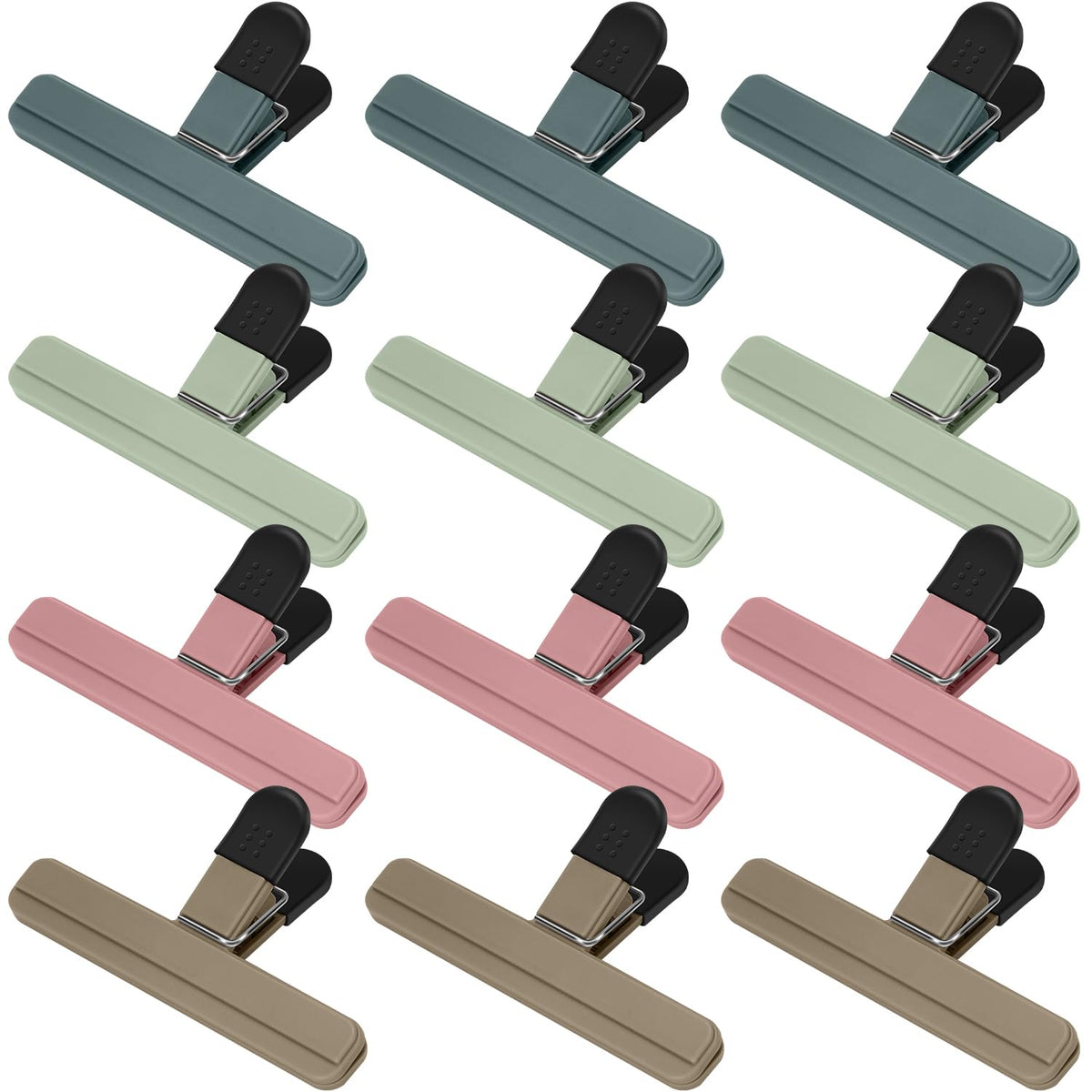 TACGEA Large Chip Clips, 6 Pack Upgrade Wide Open Bag Clips for Food Storage with Air Tight Seal Grip, Neutral Color