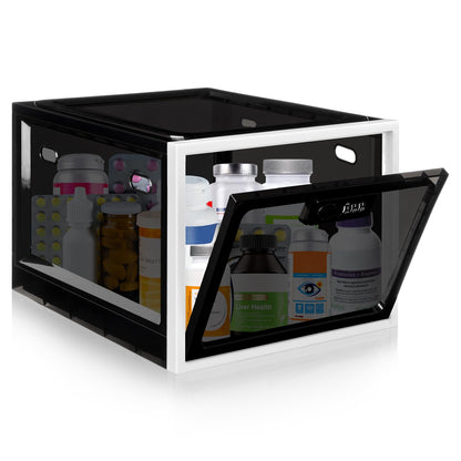 Medicine Lock Box for Safe Medication, Premium Material Lockable Storage Box Locking Organizer Bin with Combination Code for Fridge Food/Snacks/Phone/Tablet Jail/Home/Office Storage Lockers