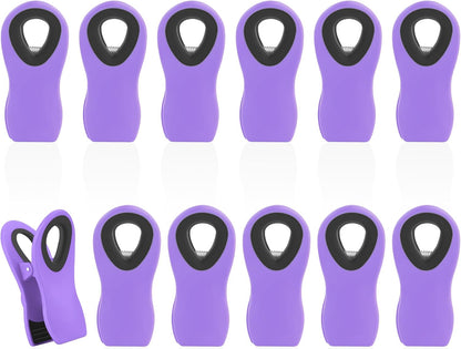 12 Pack Chip Clips, Bag Clips for Food, Magnetic Sealers for Chips and Other Food, Plastic Bag Clip for Kitchen, Fridge, Clothes, Sewing and Artwork (Purple)