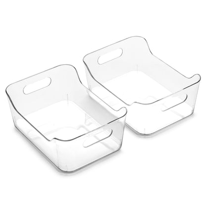 BINO | Plastic Storage Bins, Large - 2 Pack, Clear | THE SOHO COLLECTION | Pantry Organizers and Storage Containers | Fridge Organizer Bins | Kitchen Cabinet Organizer | Medicine Cabinet Bin