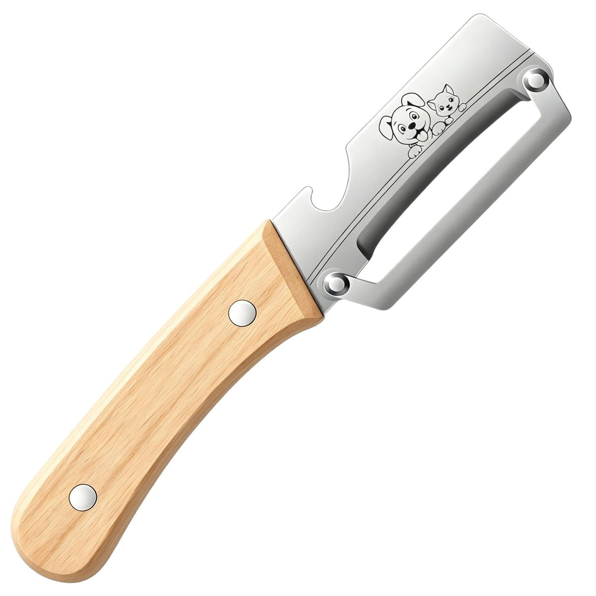 Vegetable Peeler Wooden Handle Sharp Steel Blade with Bottle Opener