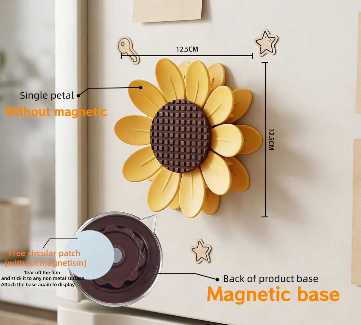 Sunflower-Shaped Magnetic Chip Clips, Petal Style Bag Clips