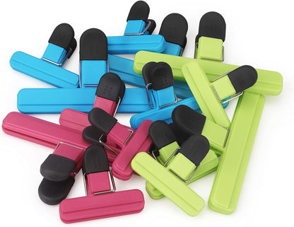 9 Pack Large Chip Bag Clip Food Bag Clips Plastic Heavy Seal Grip, 3 Color