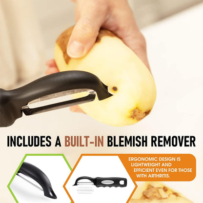 Spring Chef Swivel Vegetable Peeler with Soft Grip Handle, Set of 2, Black