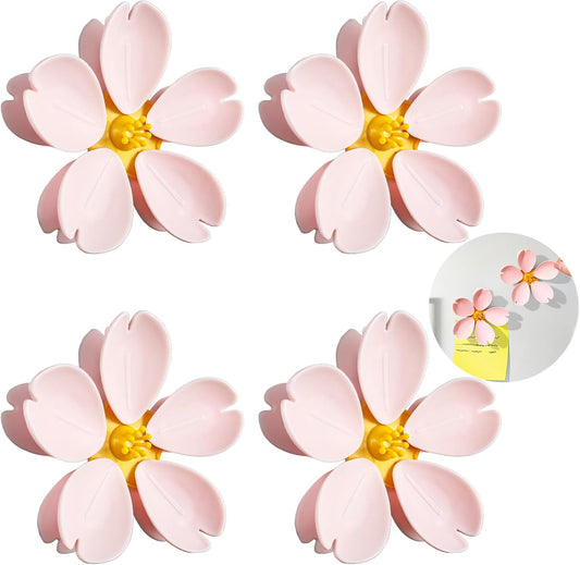 4 Pack Cherry Chip Clips Magnetic, Strong Cute Fridge Magnets Clips, Sealing Pink Chip Clips for Snack Bag Storage