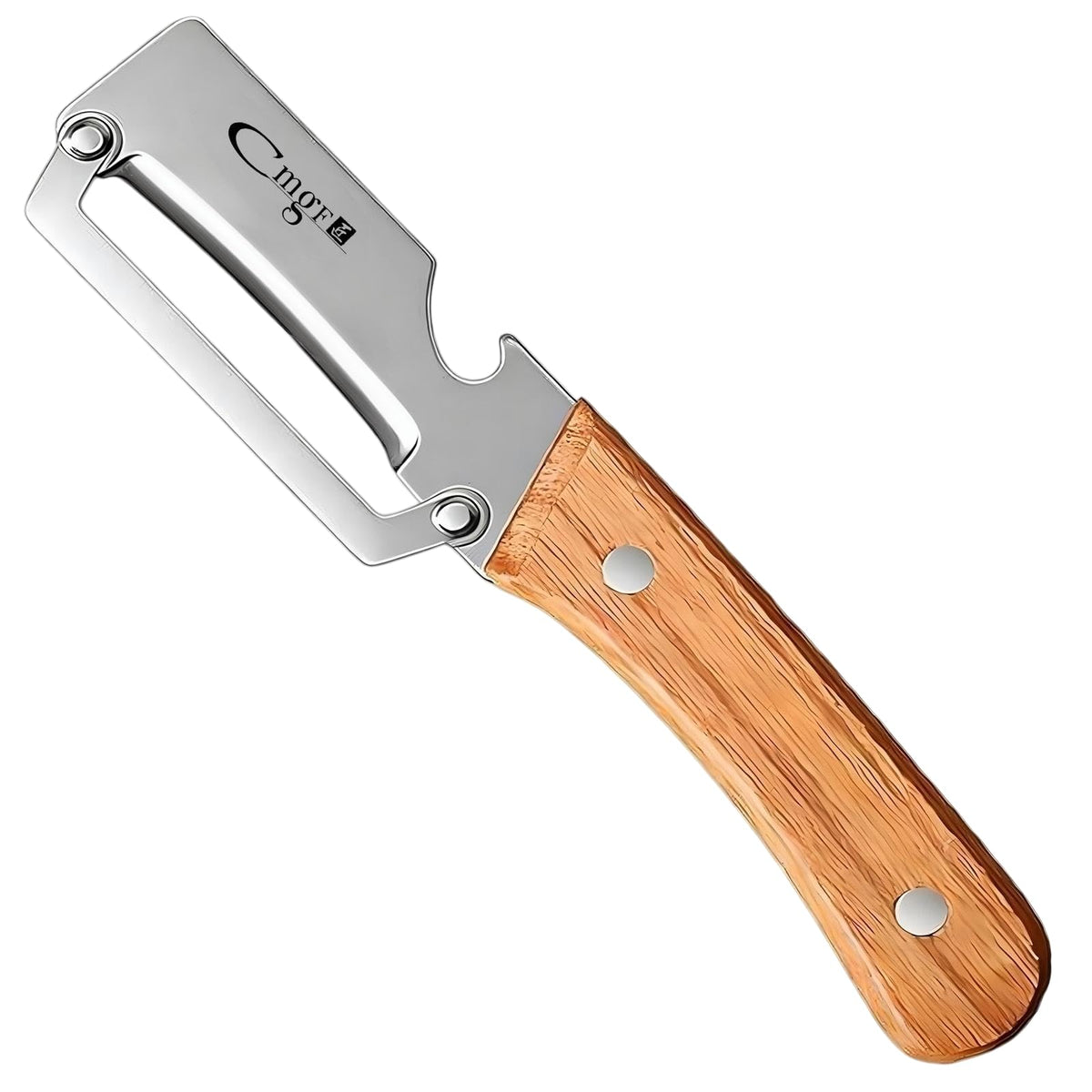 Vegetable Peeler Wooden Handle Sharp Steel Blade with Bottle Opener
