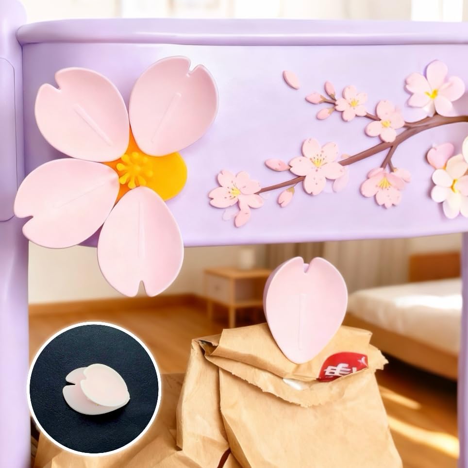 2 Pack Flower Magnetic Chip Clips for Refrigerator Decorative Pink Fridge Magnets Cute Multi-Purpose Petal Sealing Clips for Snack Bags Kitchen Office Home Decor