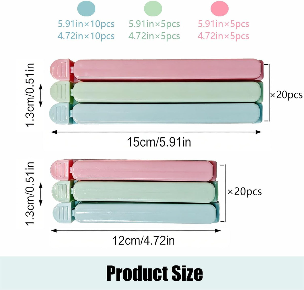 40 Pcs Food Bag Sealing Clips Airtight Chip Clips with 2 Sizes