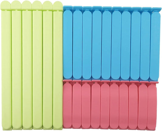 26Pcs Plastic Sealing Clips for Food and Snack Bags by YINGFENG, 3-4.5 -7.8inch, Fresh-Keeping Clamp Sealer, Assorted Sizes and Colors